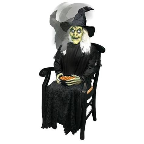 Seated witch robot with lifelike movements